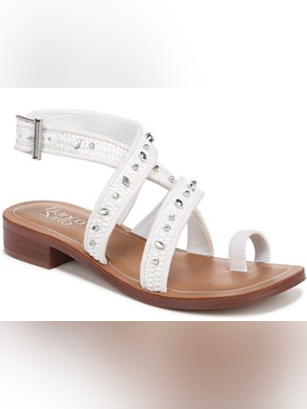 NWOB Franco Sarto Ina White Beaded Strappy Sandals Size 11